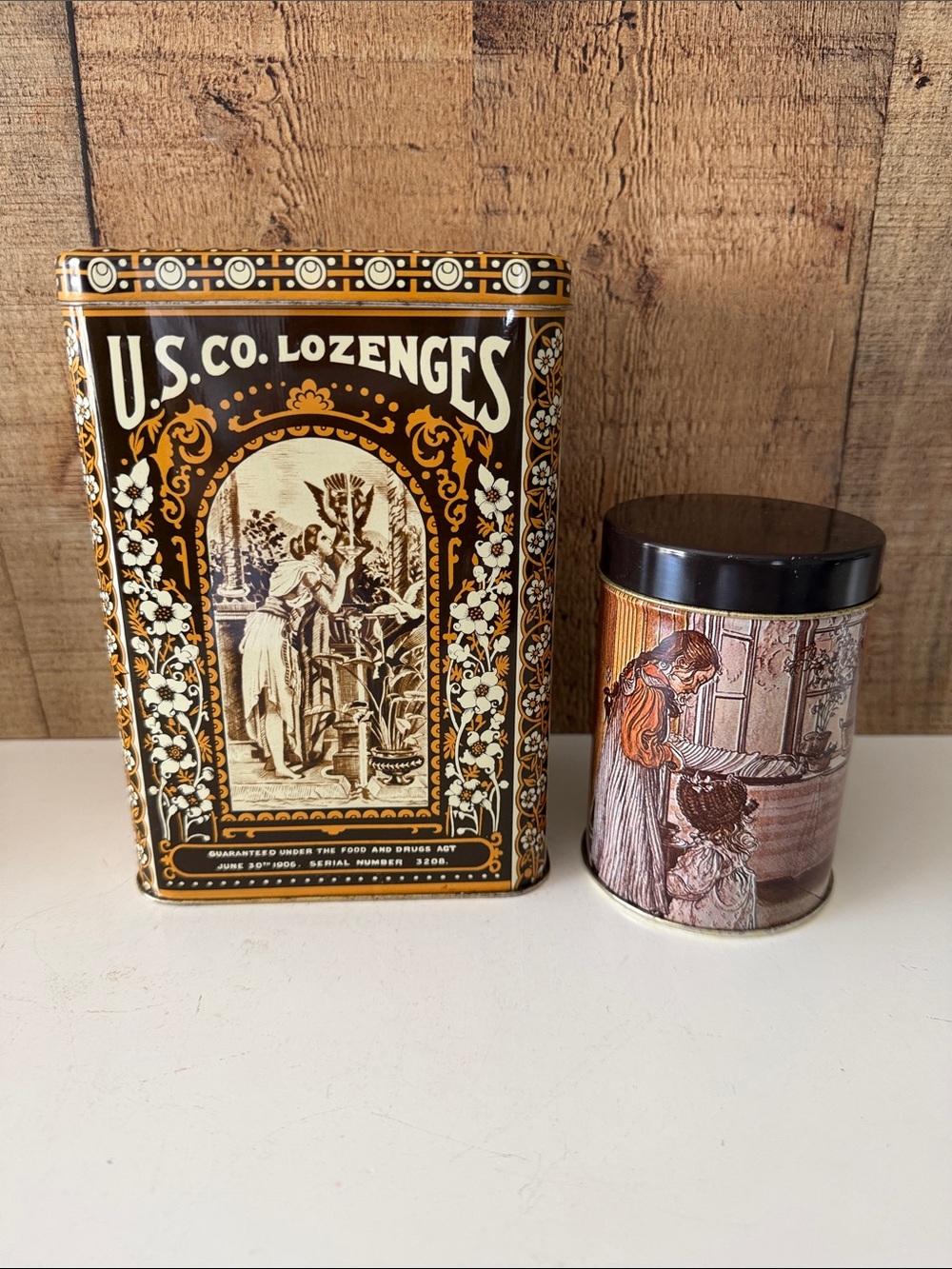 Vintage Tin Replicas Set of 2